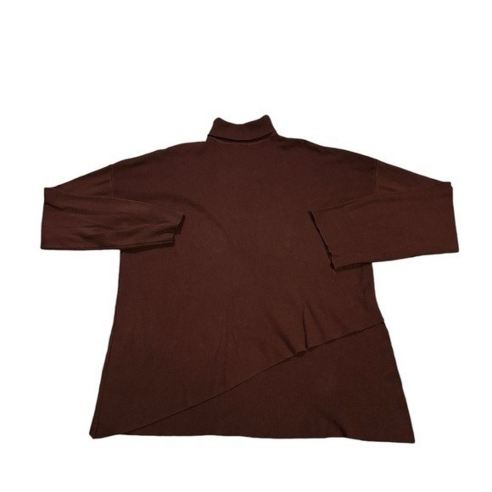 Lily & Lottie‎ Brown Turtleneck Asymmetrical Hem Oversized Sweater ML